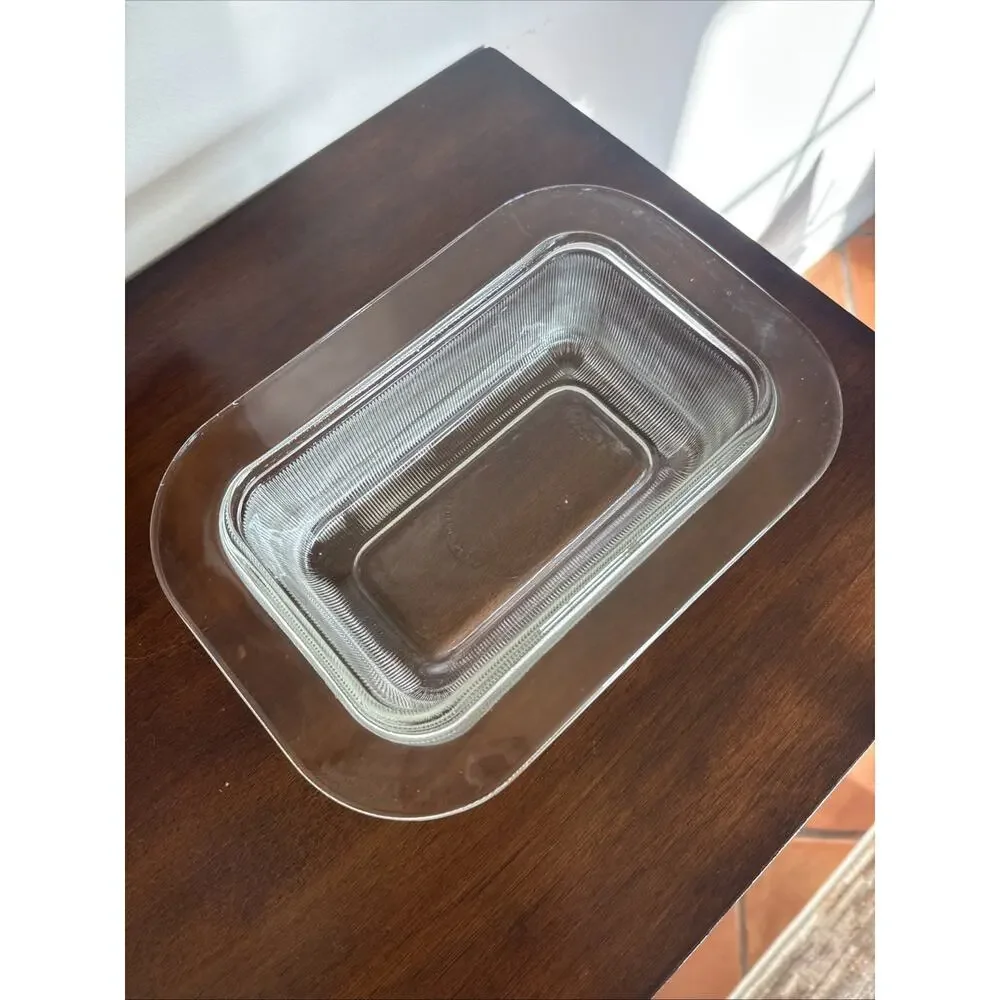 VTG Heller by L&M Vignelli USA Clear Glass Ribbed Loaf Pan Bakeware 9.5